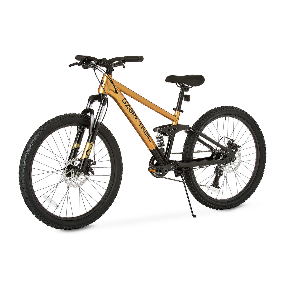 24" Ozark Trail FS.1 Epictrail Full Suspension Mountain Bike, for Teens and Adults, Heights Between 4'6" - 5'6", Silver