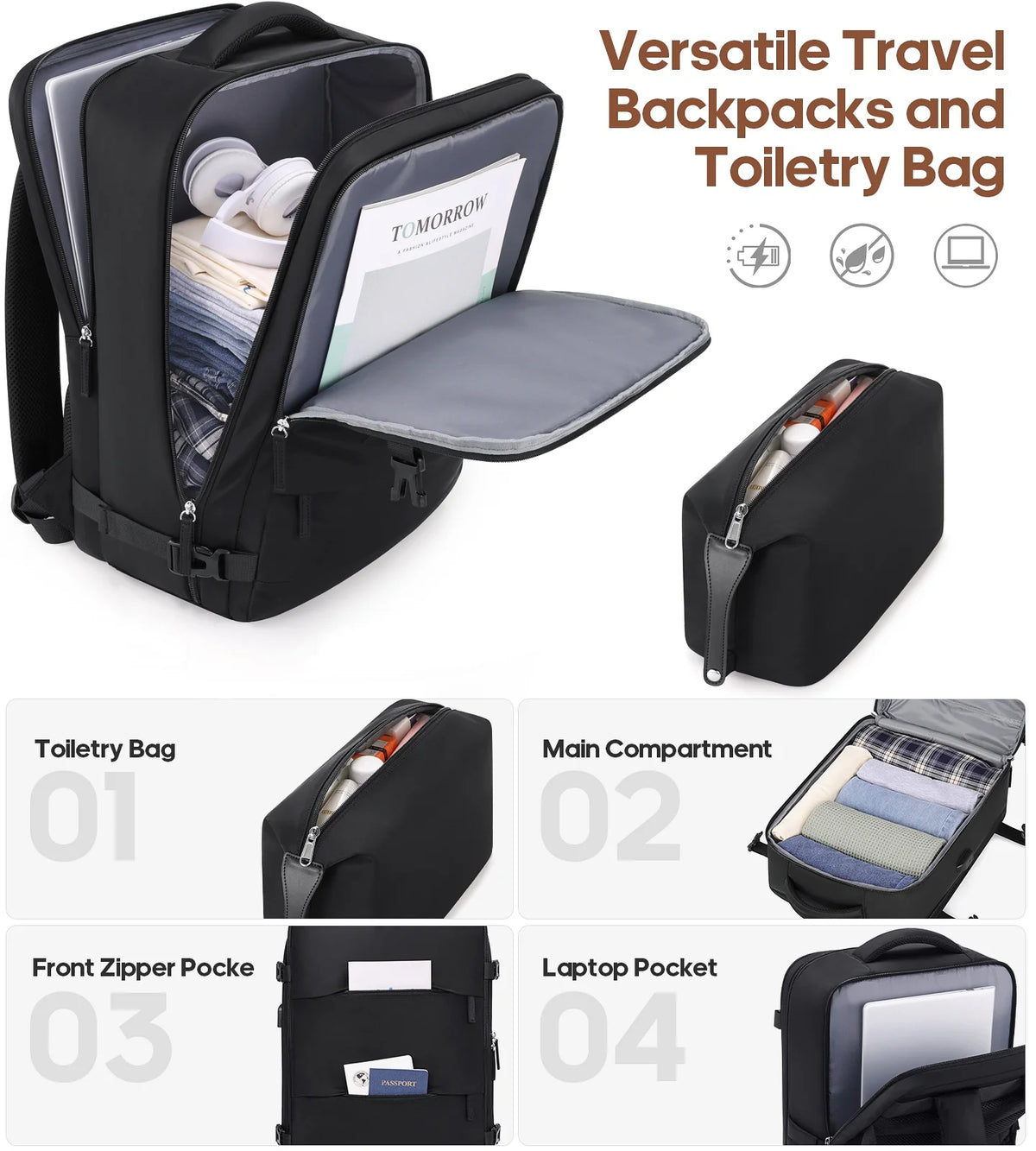 MIUSSE Luggage Sets 3 Piece, 20 in Carry on Luggage with Wheels, 100% PC Hardshell Suitcase with TSA Lock, Carry on Suitcases Airline Approved with Travel Backpack for Men Women