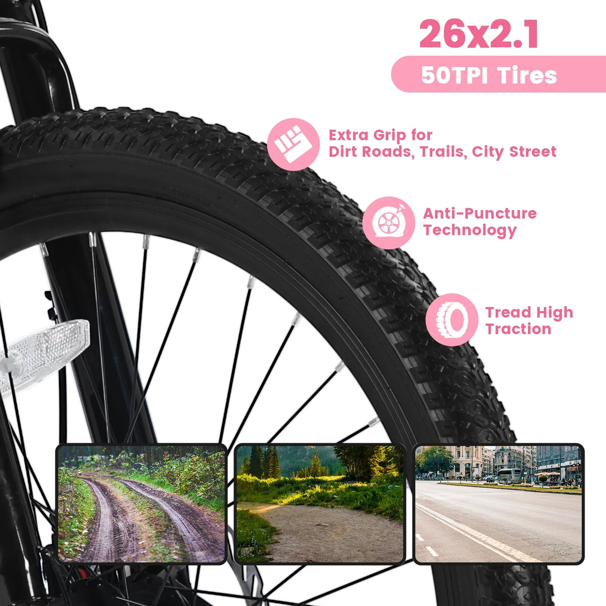 Ecarpat 26 in Mountain Bike Adults Womens Mountain Bicycles with Dual Disc Brakes Shimano 21 - Speed Full Suspension MTB Bicycles for Outdoor Commuting Exercise, Multi Colors