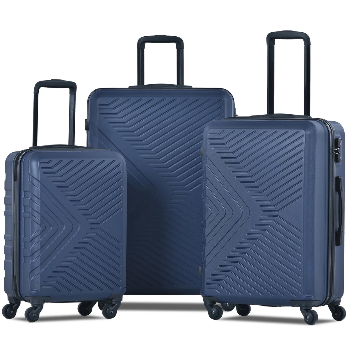 3 Piece Blue Luggage Travel Set, 20" 24" 28" Carry on Luggage with Spinner Wheels, Lightweight Hard Case Luggage Travel Suitcase Christmas Gifts for Business Trip Holiday Travel Cruise