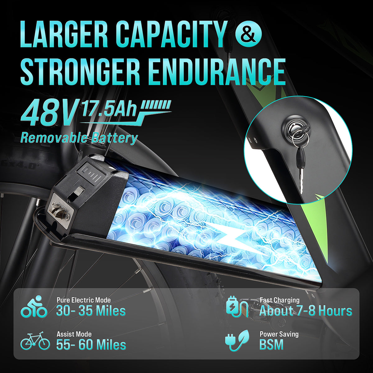 Electric Bike for Adults, 1000W E Bikes for Men, 26" Fat Tire Electric Bikes, 48V 17.5AH Battery, 28MPH, 7 Speed&Dual Hydraulic Disc Brakes, LCD Screen, 60miles Range, Electric Mountain Bicycle
