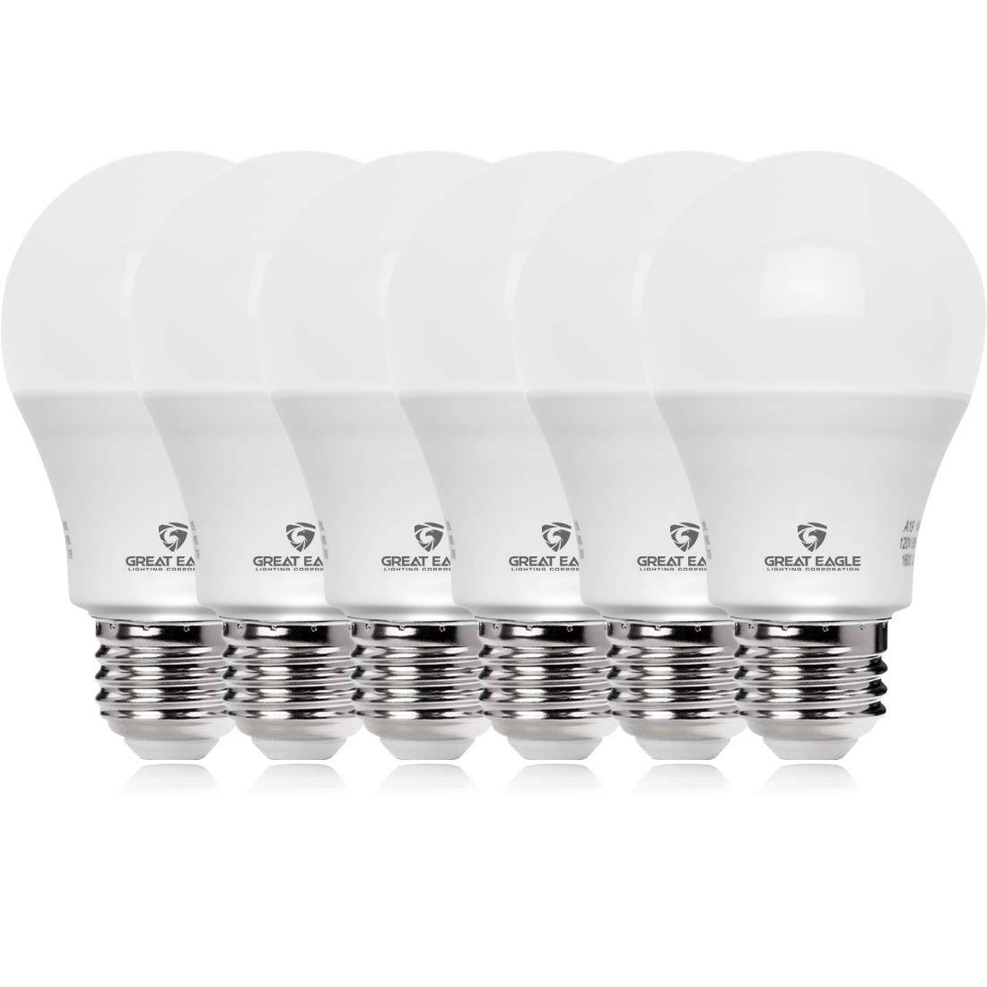 Great Eagle Lighting Corporation 100W Equivalent LED Light Bulb 1500 Lumens A19 4000K Cool White Non-Dimmable 15-Watt UL Listed (6-pack)