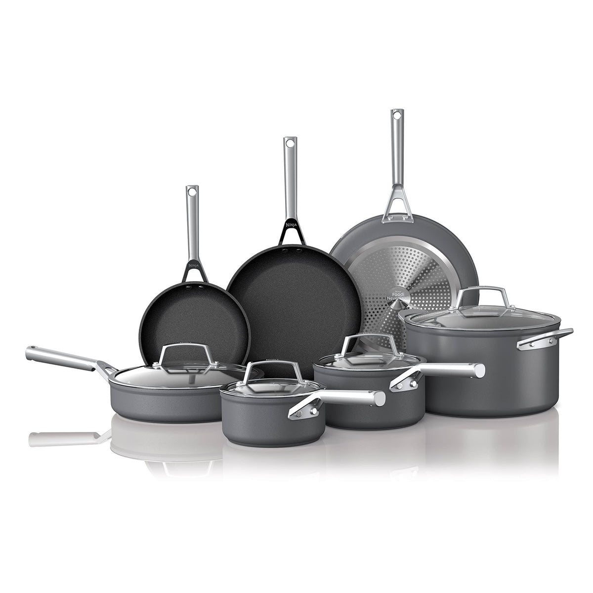 Ninja C39800 Foodi NeverStick Premium 12-Piece Cookware Set, Hard-Anodized, Nonstick, Durable & Oven Safe to 500��F, Slate Grey