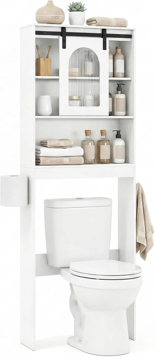 Tangkula Over Toilet Storage Cabinet with Sliding Barn Door