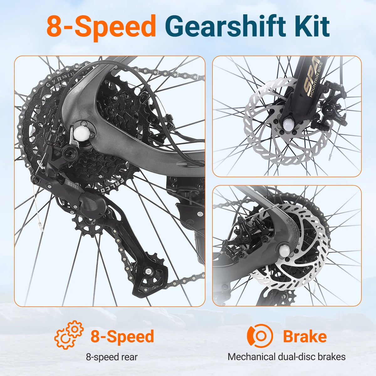 SPATIAL 24/26/27.5/29 in Mountain Bike, 8/21 Speed Lightweight Aluminum Magensium Frame Mountain Bicycle, Fits Men Women Teenagers Adult Disc Brake MTB Bicycle