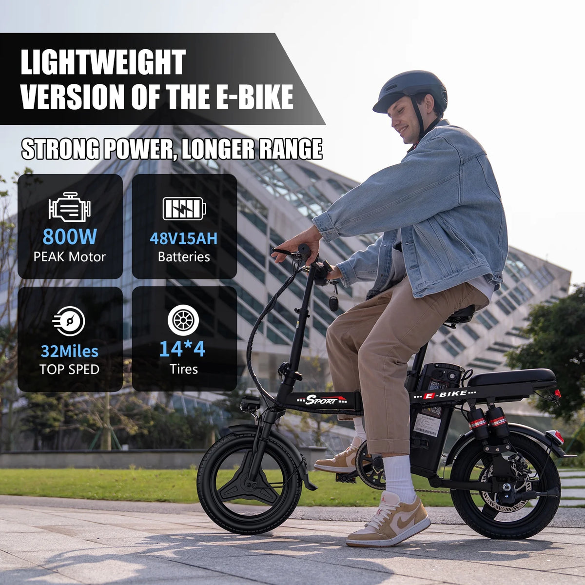 ASKGO 1200W Peak Motor, Folding Electric Bike for Adults Teens, 14'' Commuting Bike, Max 28MPH/35 Miles E - Bike, 3 Speed Double Mini Electric Bike, UL2849
