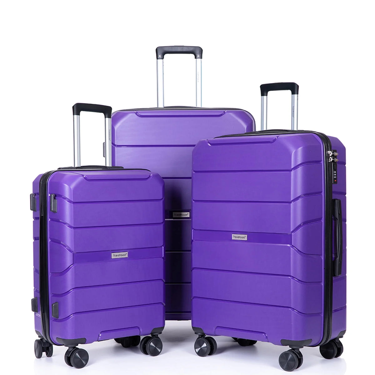 Travelhouse 3 Piece Luggage Set Hardshell Lightweight Suitcase with TSA Lock Spinner Wheels.(Purple)