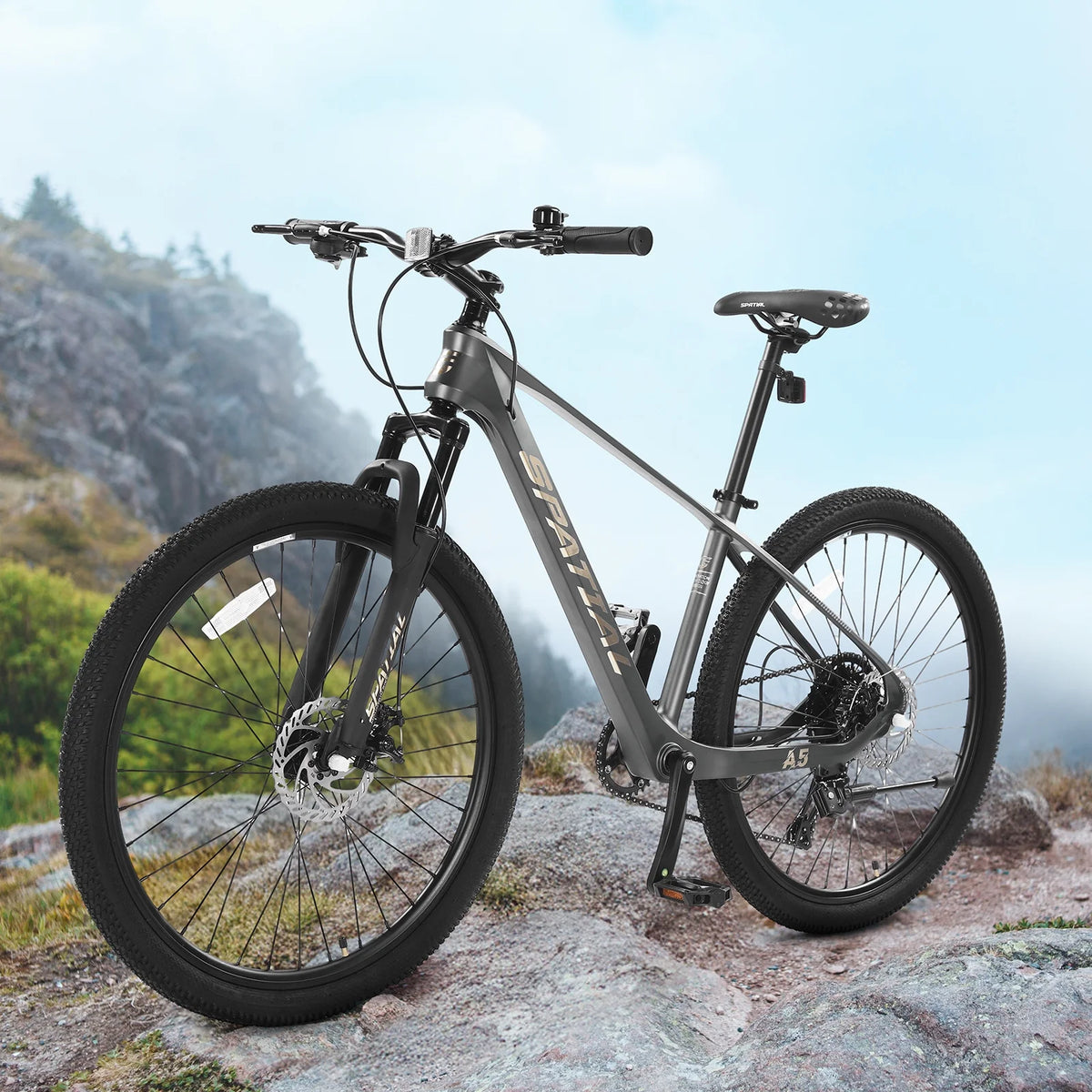 SPATIAL 24/26/27.5/29 in Mountain Bike, 8/21 Speed Lightweight Aluminum Magensium Frame Mountain Bicycle, Fits Men Women Teenagers Adult Disc Brake MTB Bicycle