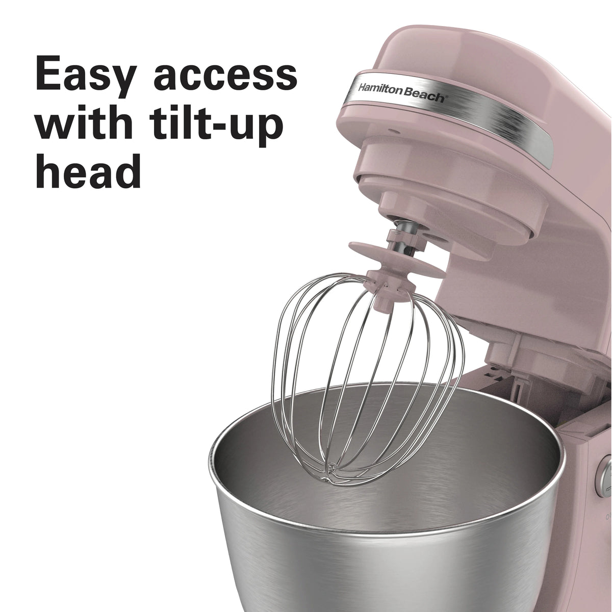 Hamilton Beach 4 Quart Stand Mixer for Kitchen, 7 Speeds, Tilt - Head, Dough Hook, Whisk & Flat Beater, White