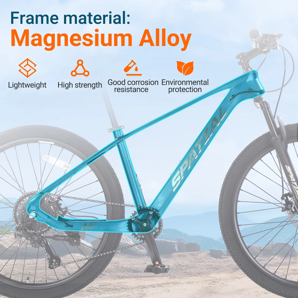 SPATIAL 24/26/27.5/29 in Mountain Bike, 8/21 Speed Lightweight Aluminum Magensium Frame Mountain Bicycle, Fits Men Women Teenagers Adult Disc Brake MTB Bicycle
