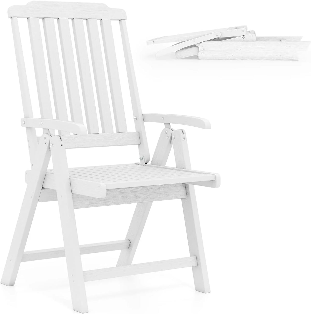 Tangkula Foldable Patio Chair All-Weather HDPE Outdoor Dining Chair with Armrest