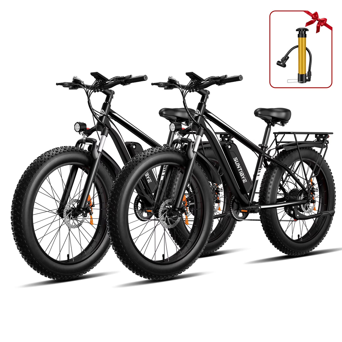 SUNTIBYE EB26 26" Fat Tire E Bike for Adults Set of 2, 1500W Electric Mountain Bikes, 28MPH Off - Road Ebike, 48V 15ah UL2849, Black