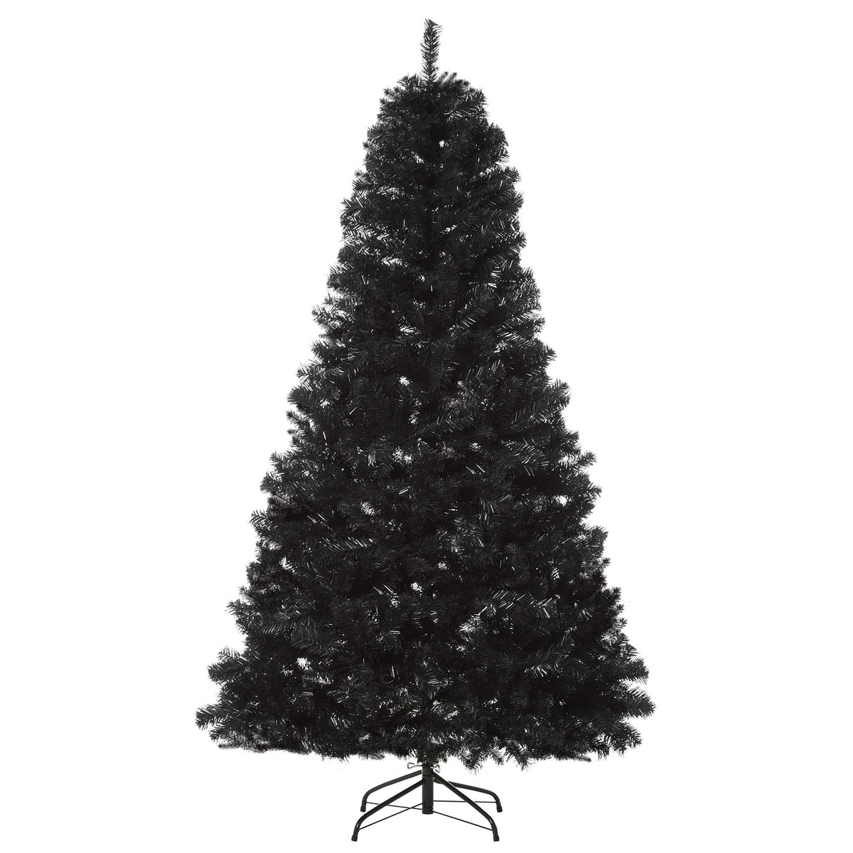HOMCOM 7ft Artificial Christmas Tree Holiday Home Decoration Automatic Open Black Halloween Style