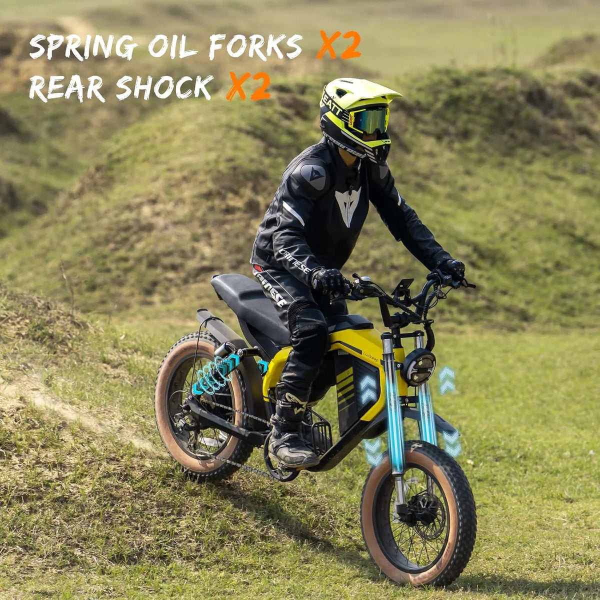 Luckeep M5 Electric Bike for Adults/Teen, 1500W Peak Motor, Max 32MPH, 48V 15AH Battery, Max 60 Miles Electric Motorcycle for Mountains, 20" Fat Tire Electric Dirt Bike, Sand, Road, Full Suspension
