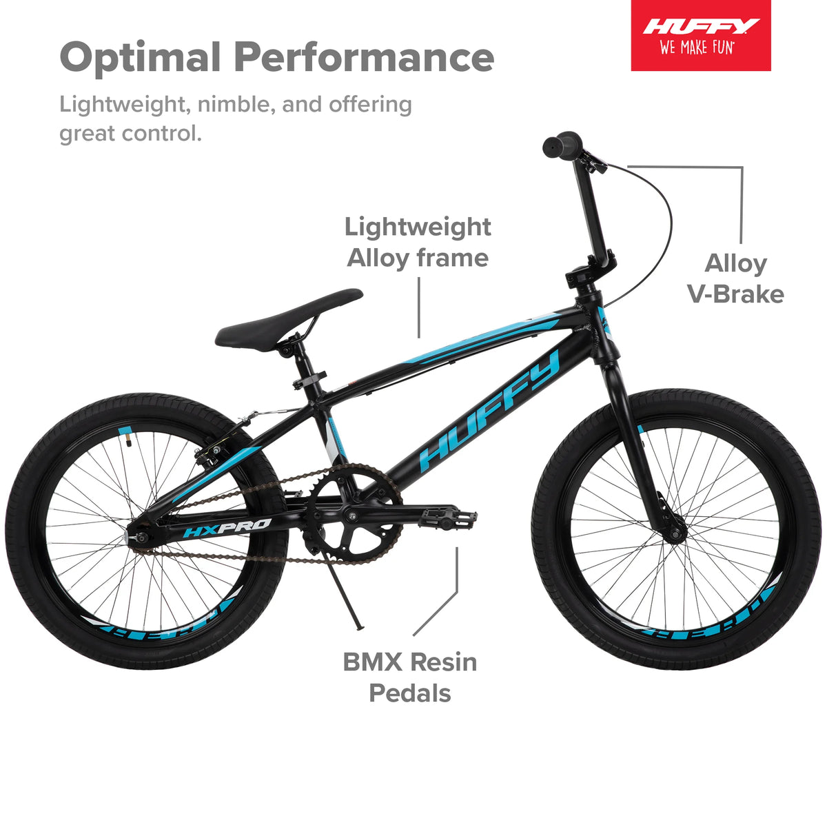 20 - Inch BMX Bikes HX - Pro Bike, Black with Teal, Aluminum Frame