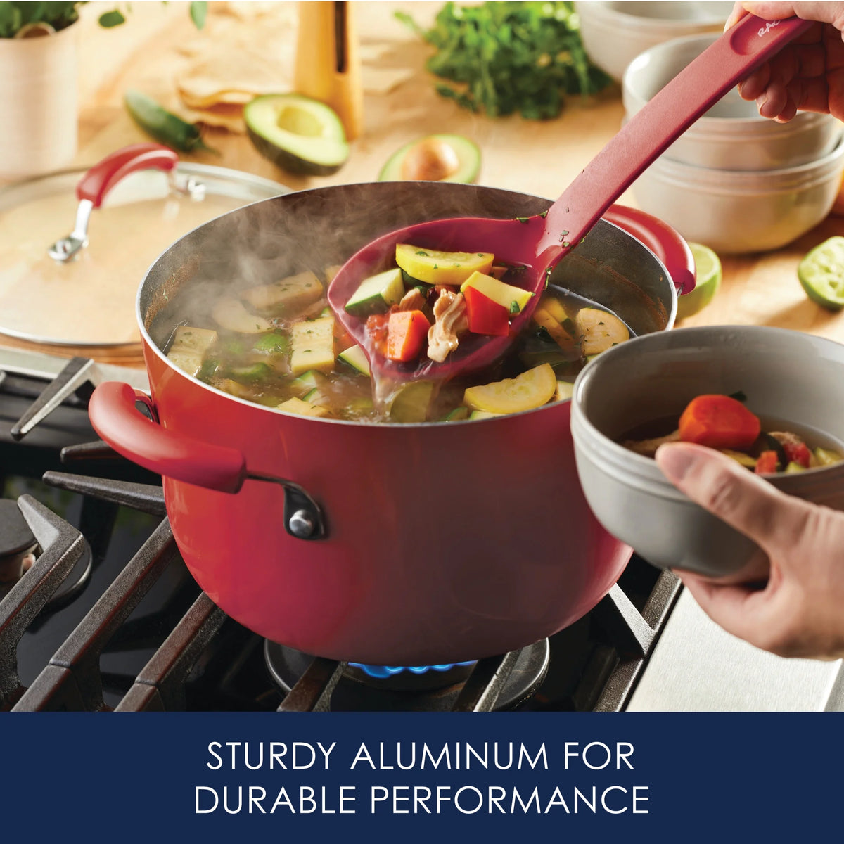 Rachael Ray 15 - Piece Nonstick Pots and Pans Set/Cookware Set, Marine Blue