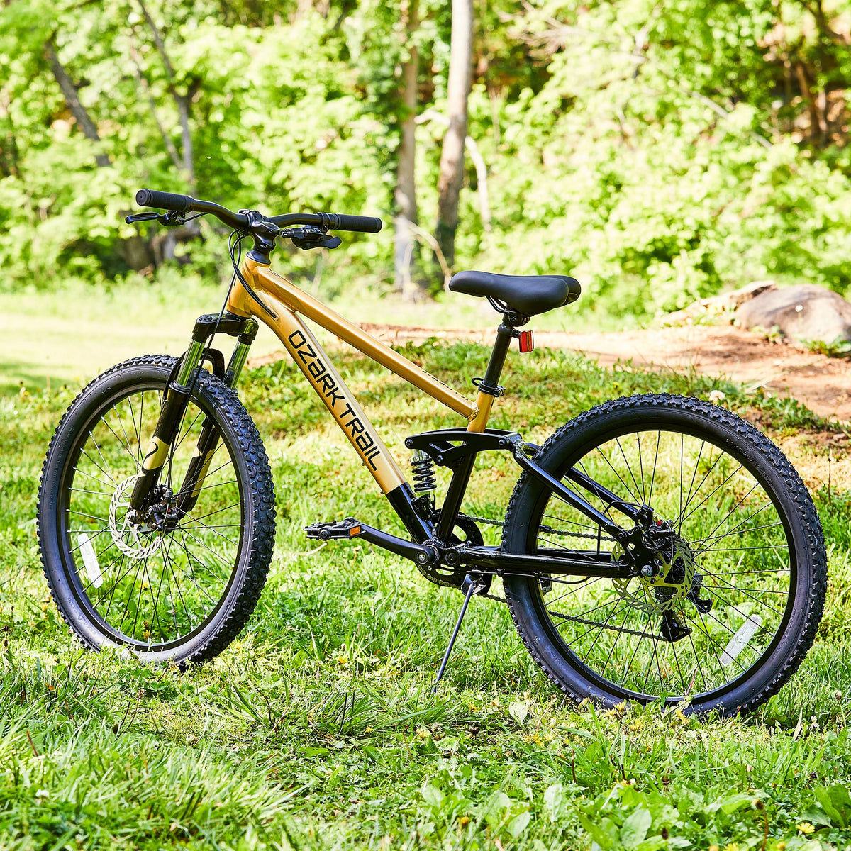 24" Ozark Trail FS.1 Epictrail Full Suspension Mountain Bike, for Teens and Adults, Heights Between 4'6" - 5'6", Silver