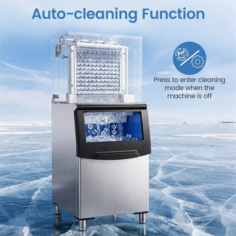 450 LBS/24H Commercial Split Ice Maker, Stainless Steel Ice Machine with 250 LBS Storage Bin, Self-Cleaning & Air Cooled for Restaurant Bar Cafe Hotel