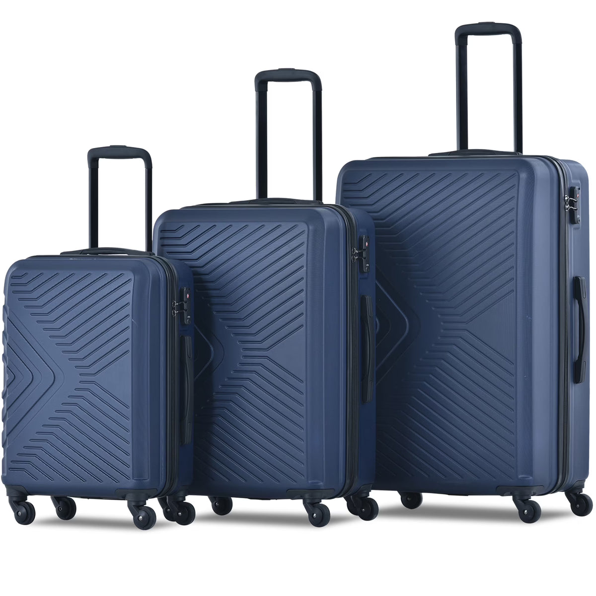 3 Piece Blue Luggage Travel Set, 20" 24" 28" Carry on Luggage with Spinner Wheels, Lightweight Hard Case Luggage Travel Suitcase Christmas Gifts for Business Trip Holiday Travel Cruise