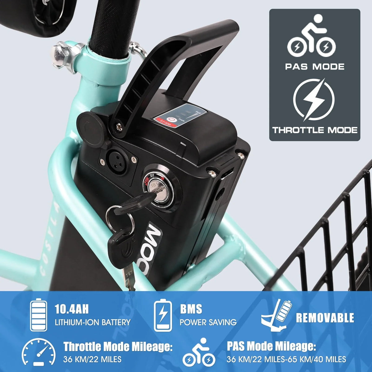 Docred 24" Electric Tricycle for Adults & Seniors, 7 Speed 3 Wheel E - Bike with Large Basket/Low - Step Through Frame, 350W Motor 36V/10.4AH Lithium Bettery, 15.5MPH
