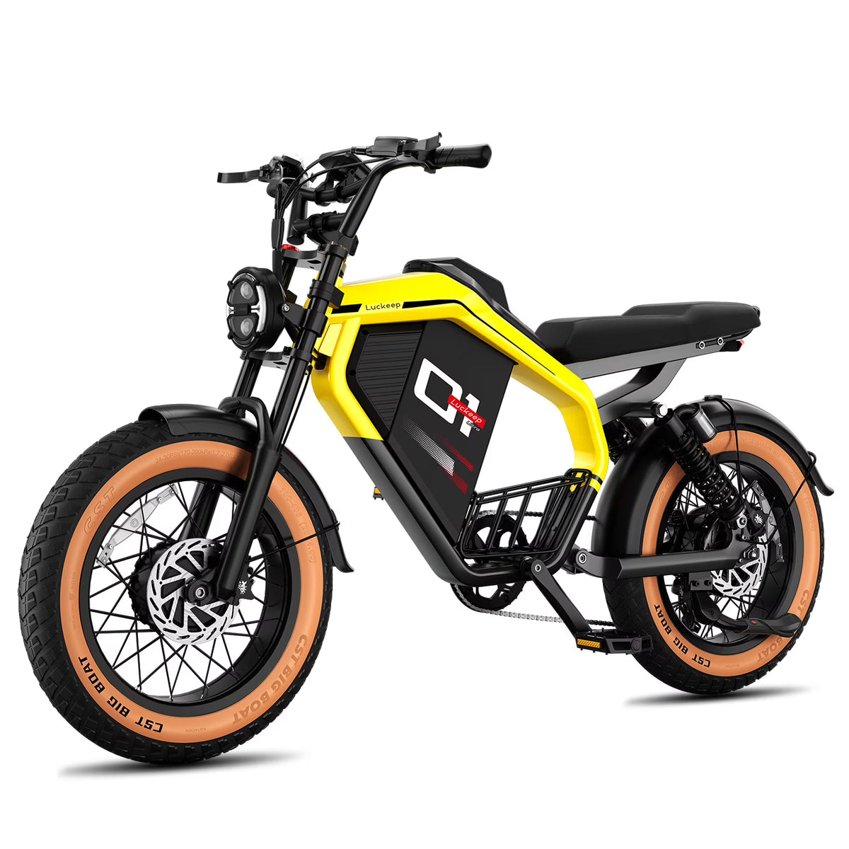 Luckeep M5 Electric Bike for Adults/Teen, 1500W Peak Motor, Max 32MPH, 48V 15AH Battery, Max 60 Miles Electric Motorcycle for Mountains, 20" Fat Tire Electric Dirt Bike, Sand, Road, Full Suspension