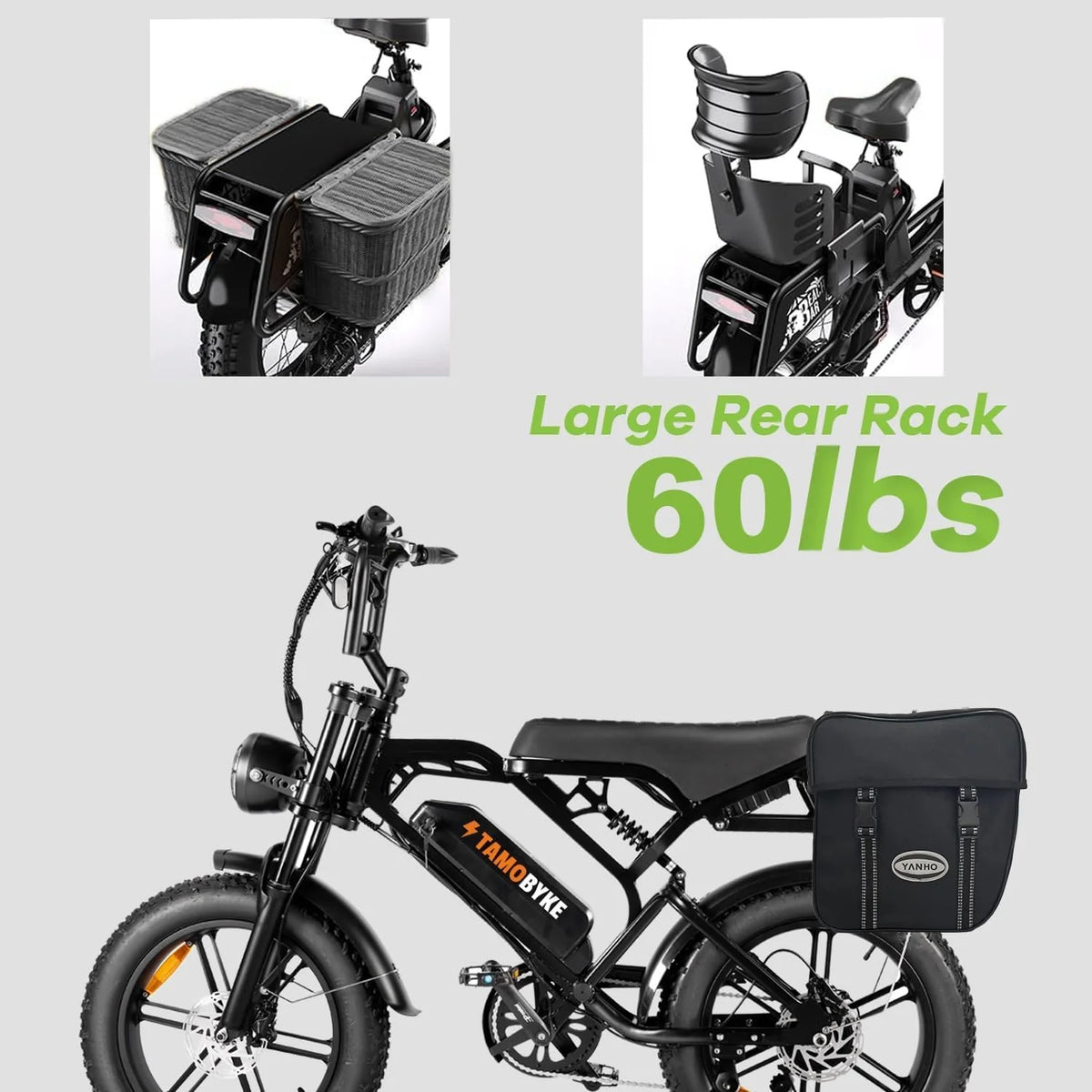 Tamobyke Electric Bike for Adults, Peak 1500W 28mph Mountain Ebike, 48V 15.6AH 20" Fat Tire Electric Bicycle Full Suspension UL2849