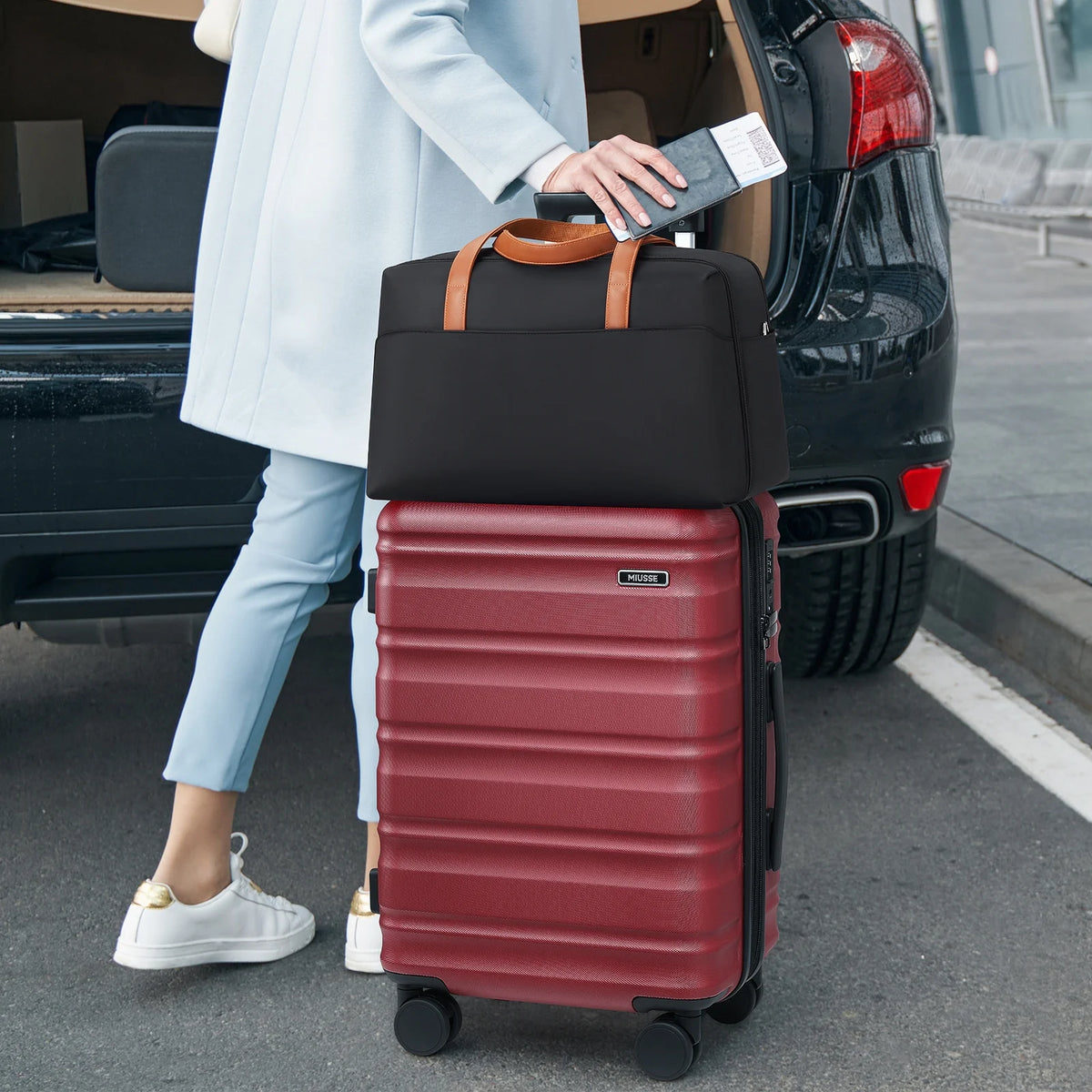 MIUSSE Luggage Sets 3 Piece, 20 in Carry on Luggage with Wheels, 100% PC Hardshell Suitcase with TSA Lock, Carry on Suitcases Airline Approved with Travel Backpack for Men Women