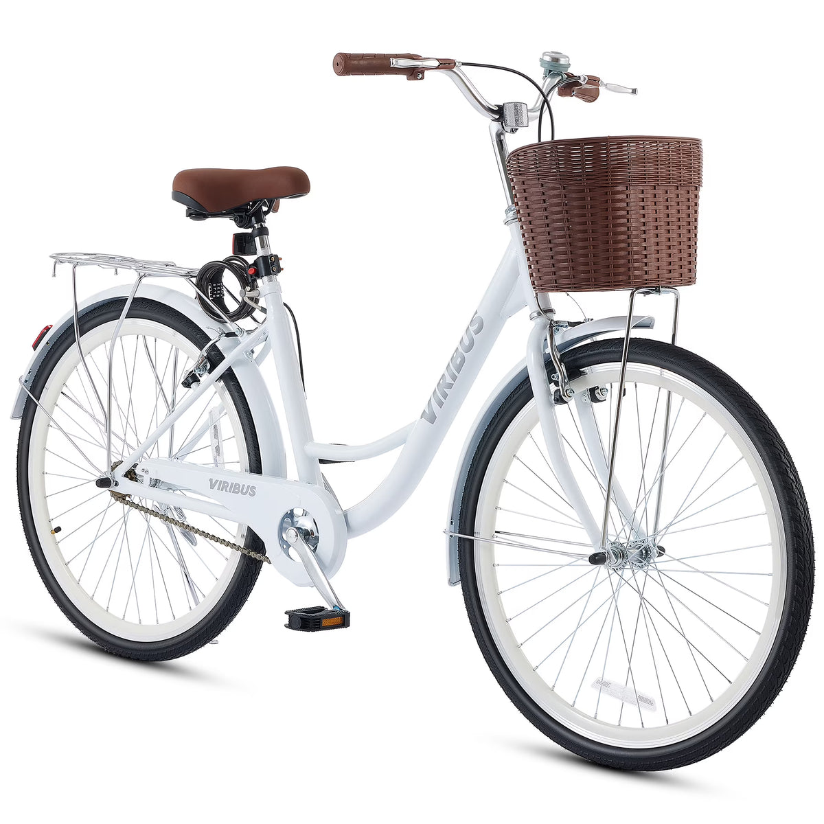 Viribus Women'S Comfort Bike 24 in Beach & City Cruiser Bicycle with Basket Rack White