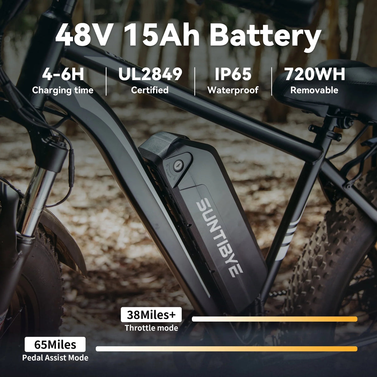 SUNTIBYE EB26 26" Fat Tire E Bike for Adults Set of 2, 1500W Electric Mountain Bikes, 28MPH Off - Road Ebike, 48V 15ah UL2849, Black