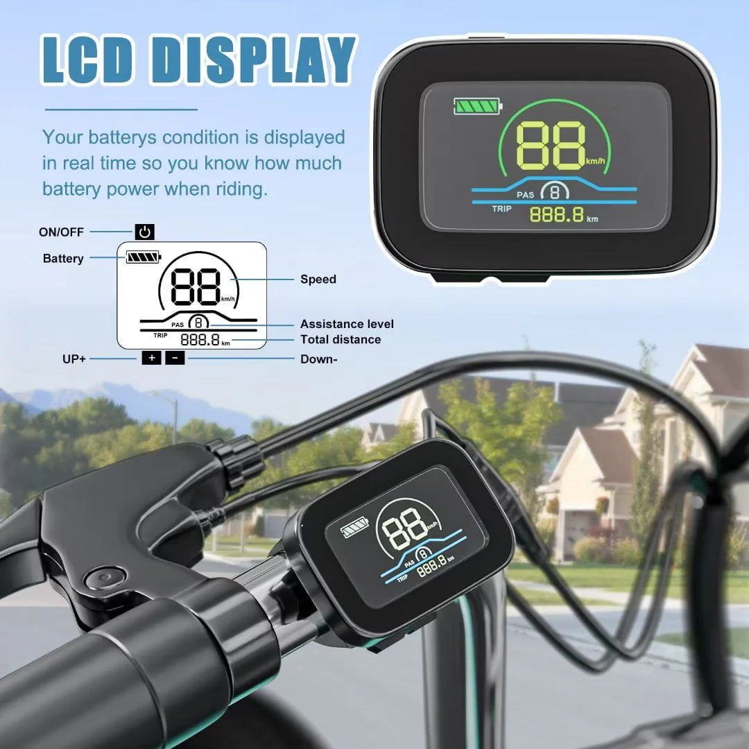 Docred 24" Electric Tricycle for Adults & Seniors, 7 Speed 3 Wheel E - Bike with Large Basket/Low - Step Through Frame, 350W Motor 36V/10.4AH Lithium Bettery, 15.5MPH