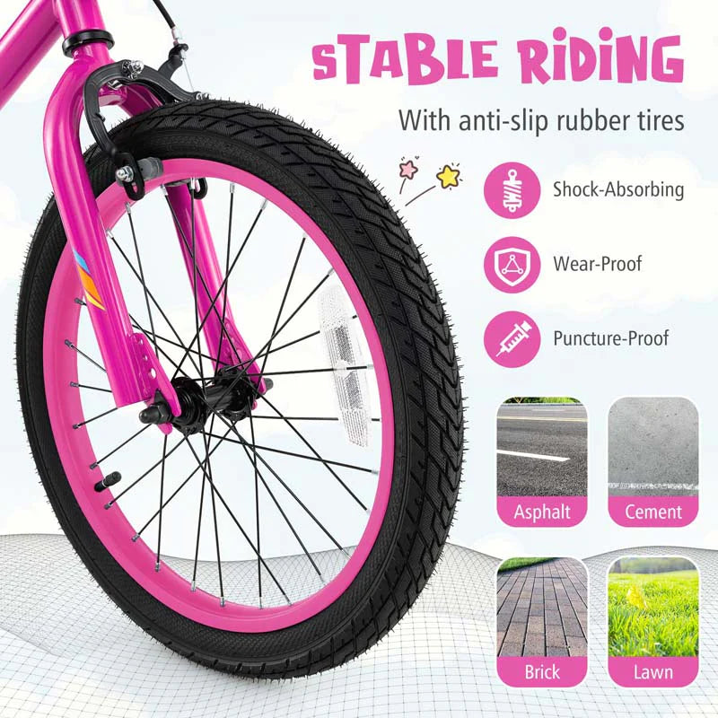 16/18 Inch LED Lighted Kids Bike with Training Wheels, Headlight, Adjustable Seat & Dual Brakes, Children Bicycle for Ages 4-8 Years