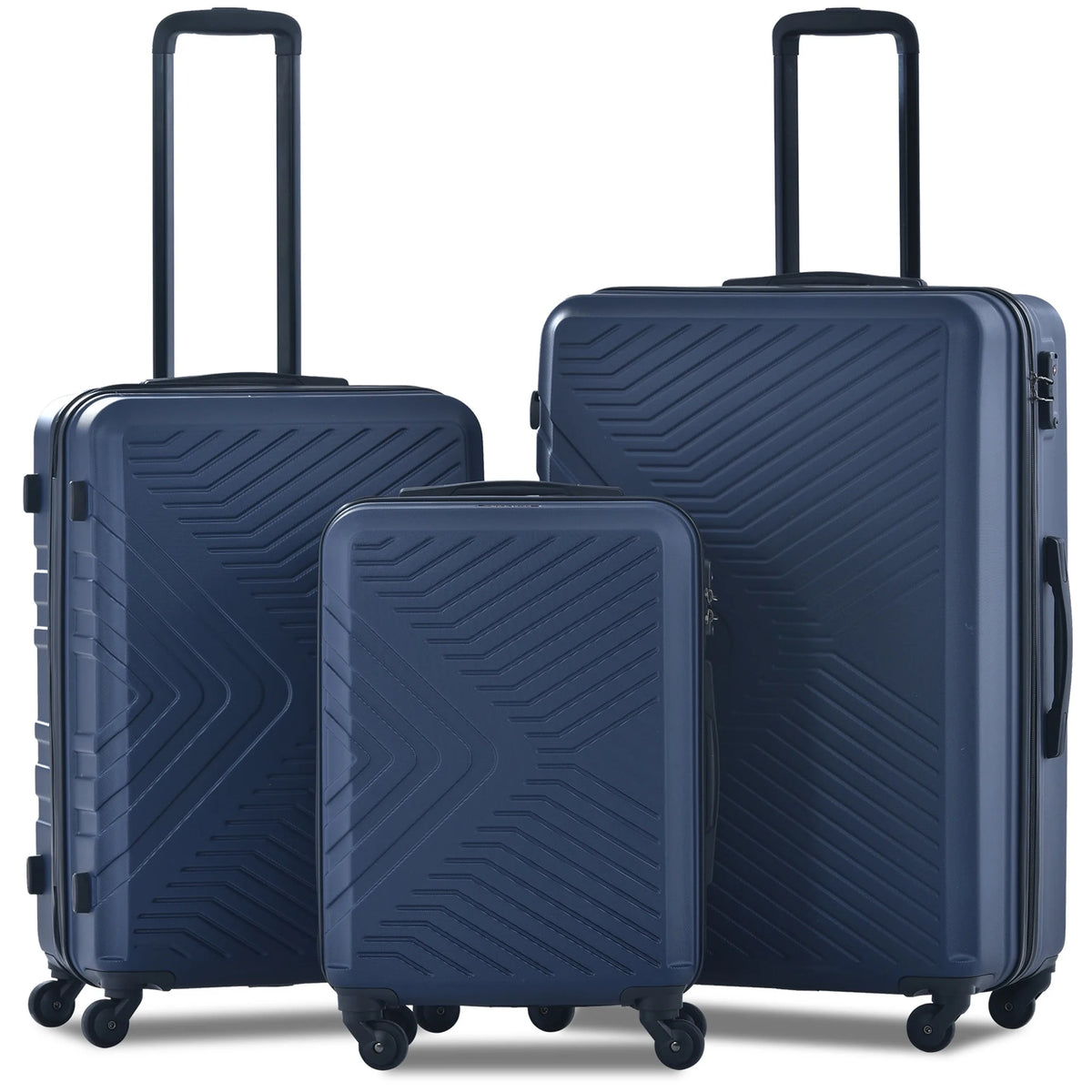 3 Piece Blue Luggage Travel Set, 20" 24" 28" Carry on Luggage with Spinner Wheels, Lightweight Hard Case Luggage Travel Suitcase Christmas Gifts for Business Trip Holiday Travel Cruise