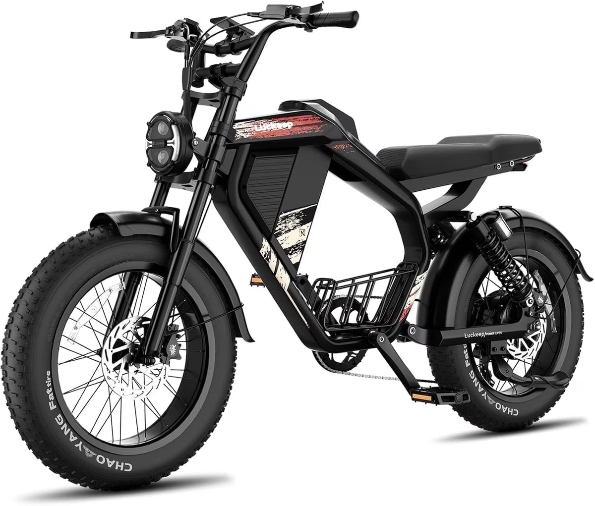 Luckeep M5 Electric Bike for Adults/Teen, 1500W Peak Motor, Max 32MPH, 48V 15AH Battery, Max 60 Miles Electric Motorcycle for Mountains, 20" Fat Tire Electric Dirt Bike, Sand, Road, Full Suspension