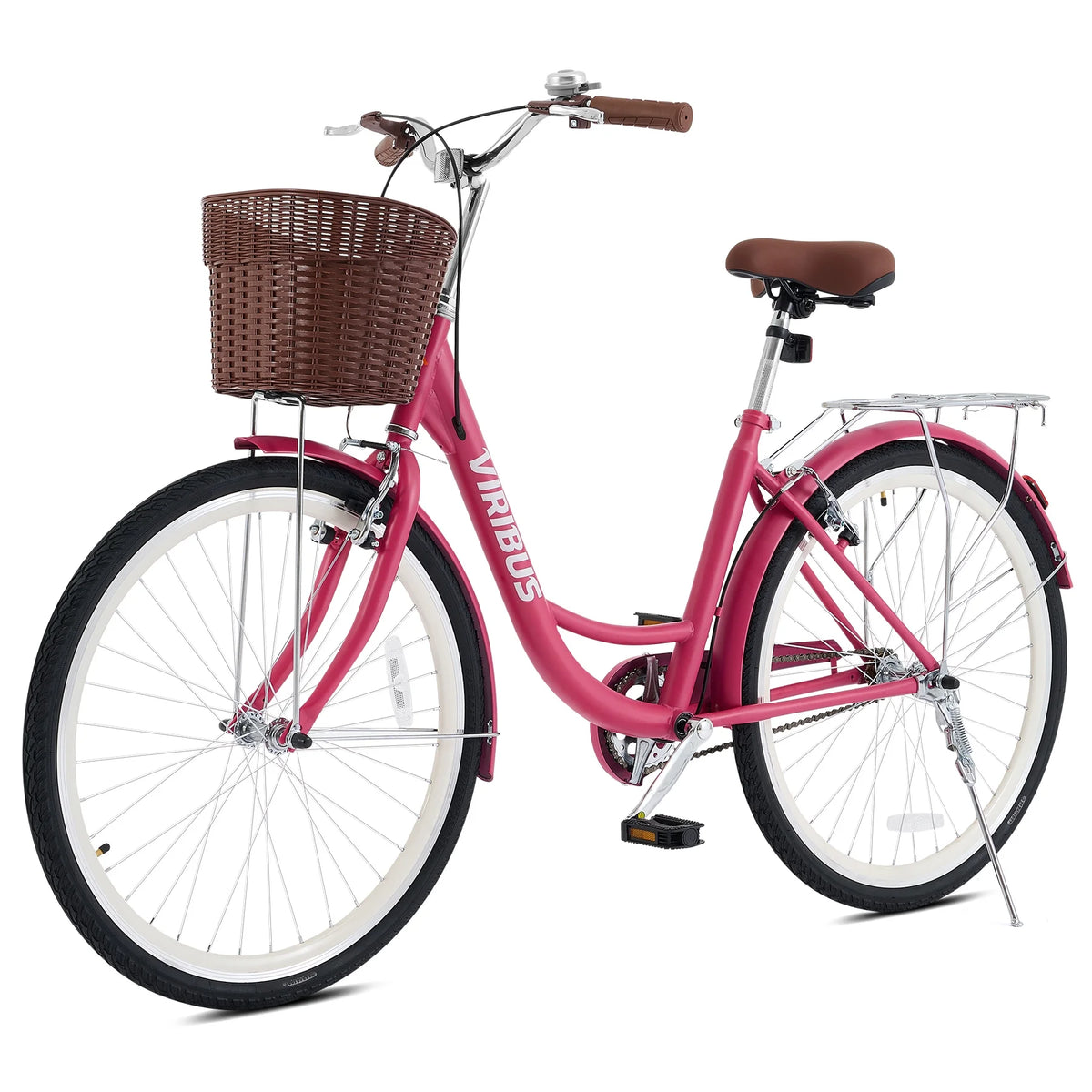 Viribus Women'S Comfort Bike 24 in Beach & City Cruiser Bicycle with Basket Rack White