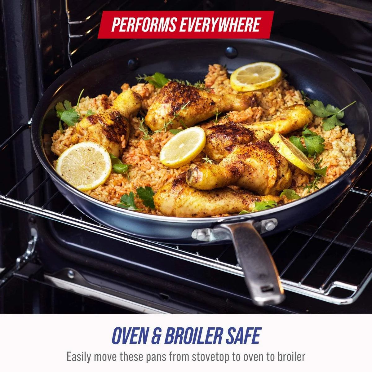 Blue Diamond 14 Piece Cookware Set, Diamond Infused Ceramic Healthy Nonstick, Blue