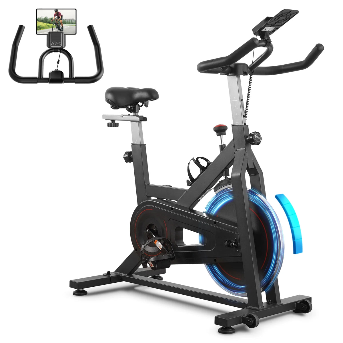 Naipo Exercise Bike Indoor Cycling Bike with 300 lb Big Seat Cushion for Home Cardio Leg Workout