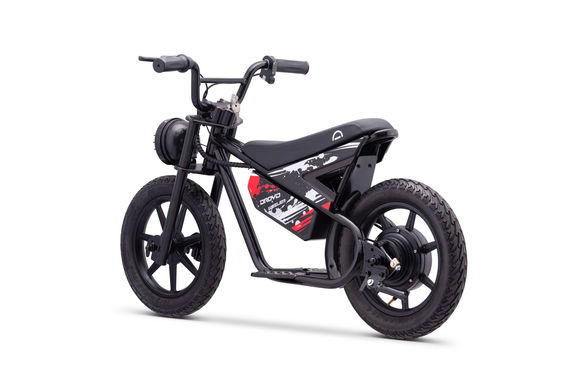 Droyd Weeler Electric Mini Bike - 24V 8ah Battery, 6 - 10 MPH, up to 8 Miles, LED Lights, Kids Ages 6+