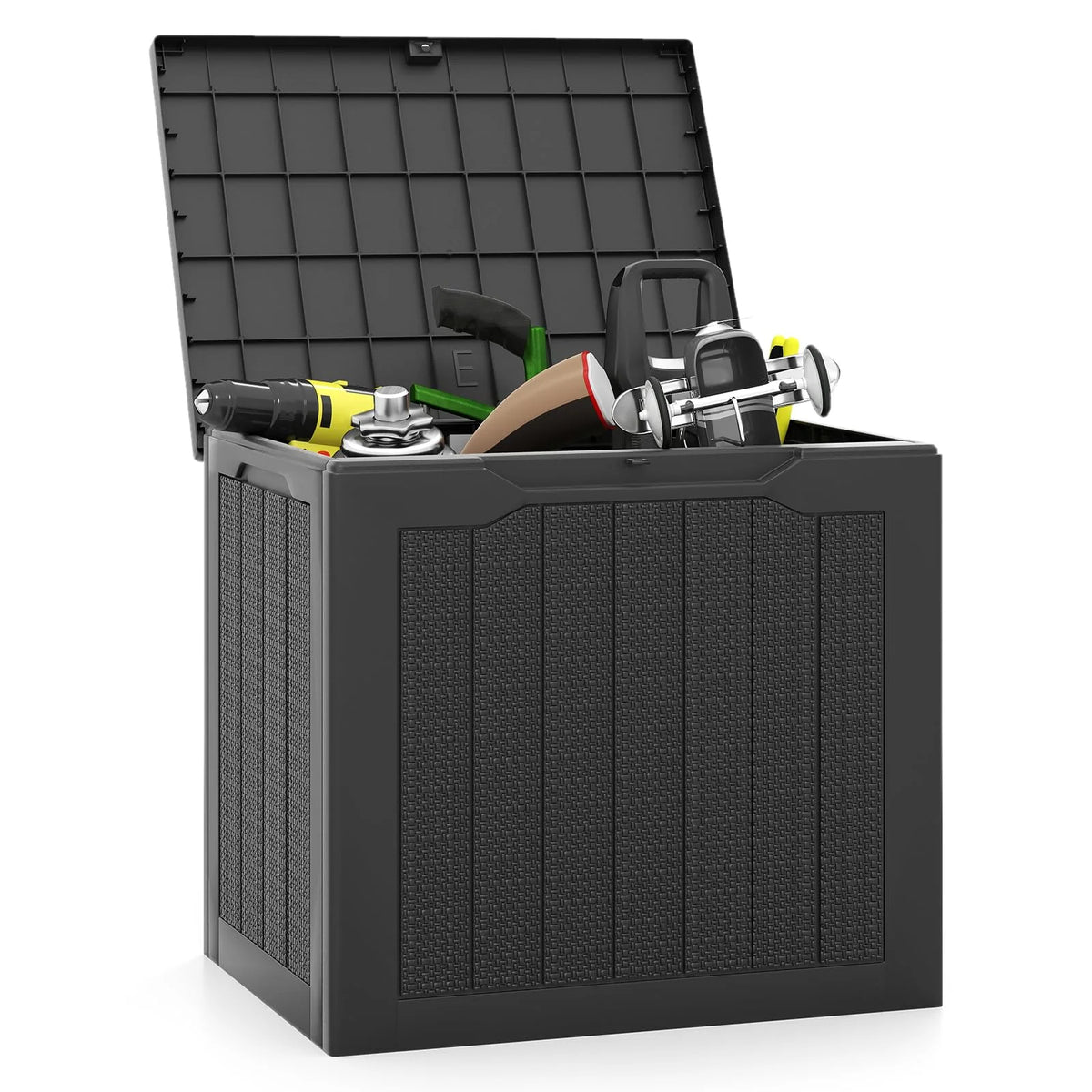 Tangkula 30 Gallon Resin Outdoor Storage Bench with Lockable Lid