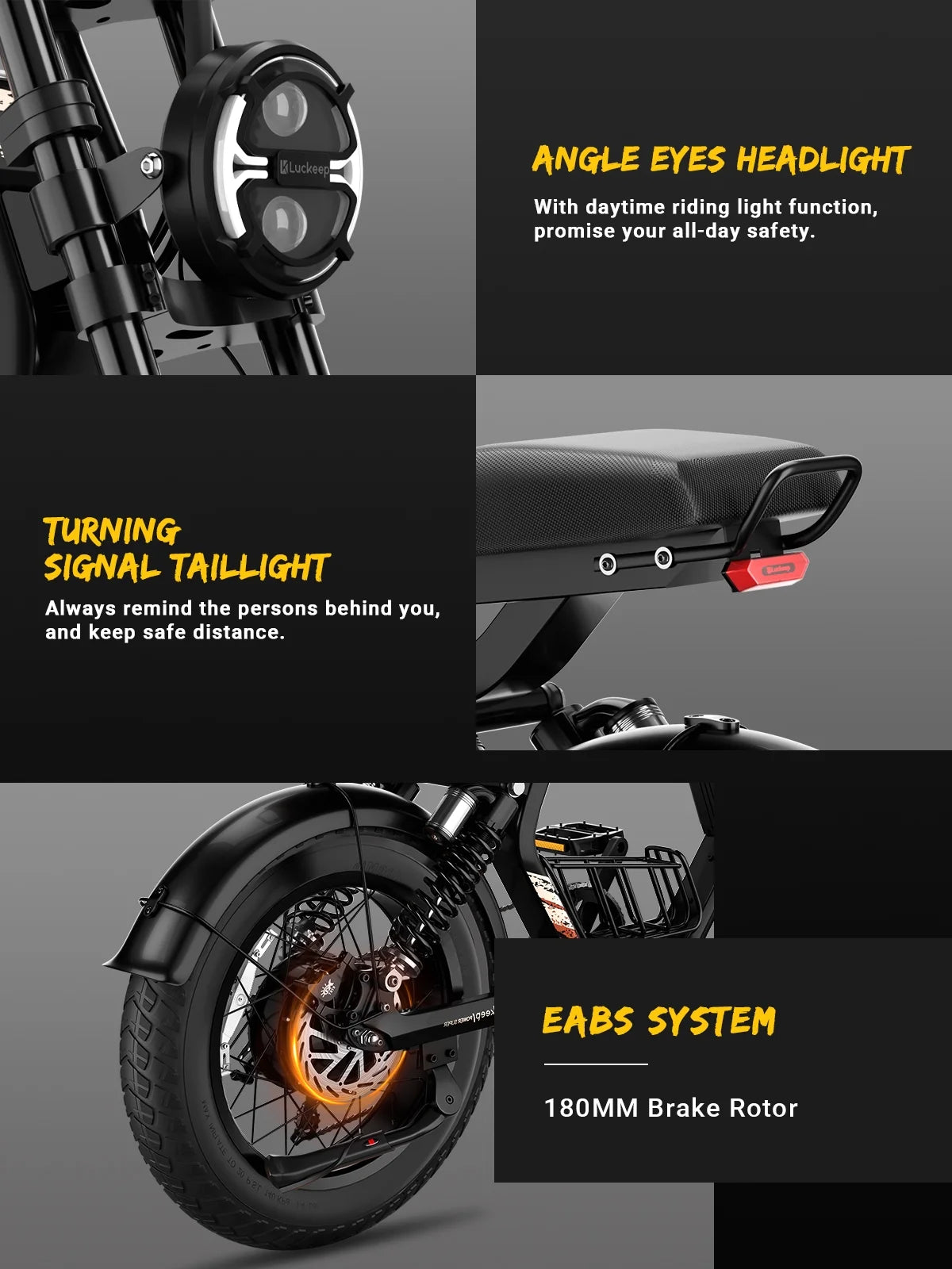 Luckeep M5 Electric Bike for Adults/Teen, 1500W Peak Motor, Max 32MPH, 48V 15AH Battery, Max 60 Miles Electric Motorcycle for Mountains, 20" Fat Tire Electric Dirt Bike, Sand, Road, Full Suspension