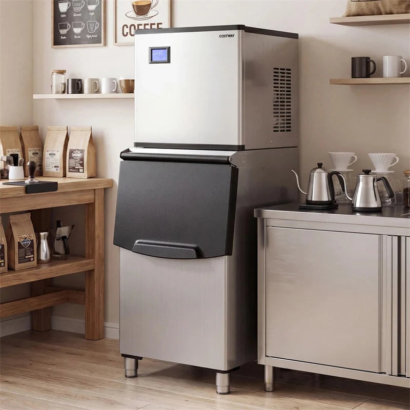 450 LBS/24H Commercial Split Ice Maker, Stainless Steel Ice Machine with 250 LBS Storage Bin, Self-Cleaning & Air Cooled for Restaurant Bar Cafe Hotel
