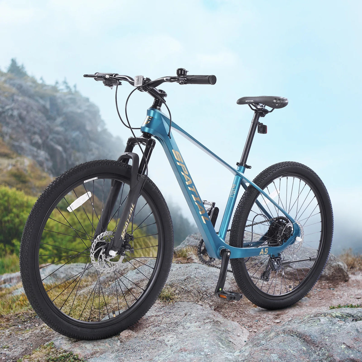 SPATIAL 24/26/27.5/29 in Mountain Bike, 8/21 Speed Lightweight Aluminum Magensium Frame Mountain Bicycle, Fits Men Women Teenagers Adult Disc Brake MTB Bicycle
