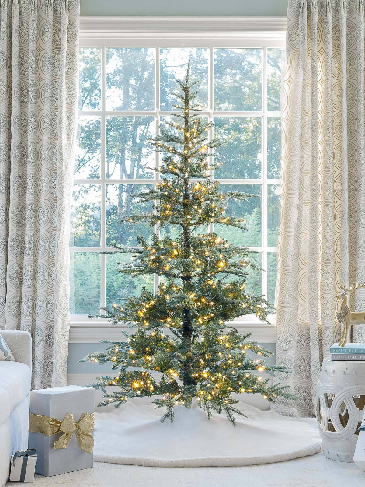 King of Christmas 7 ft King Noble Fir Artificial Christmas Tree with 500 Warm White LED Lights