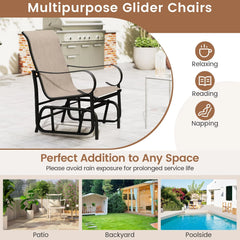 Tangkula Outdoor Glider Chairs Set of 2/4 with High Backrest Breathable Mesh Fabric and Metal Frame