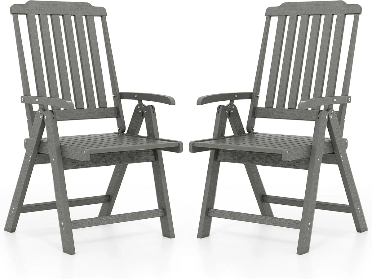 Tangkula Foldable Patio Chair All-Weather HDPE Outdoor Dining Chair with Armrest