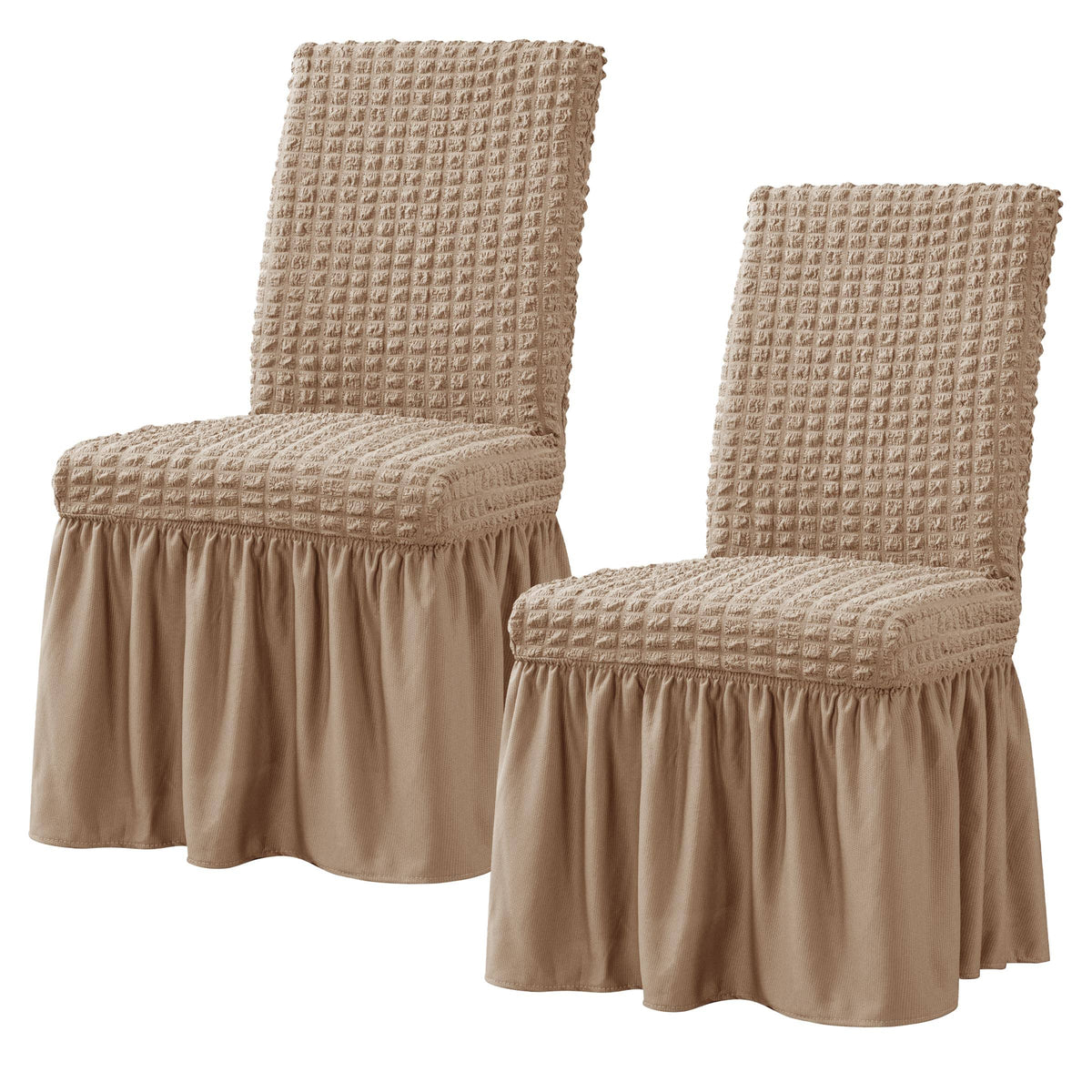 Subrtex 2 Pcs Stretchy Dining Room Chair Covers with Long Skirt, Removable Washable Universal Anti-dirty Parsons Slipcovers for Home Kitchen Party (