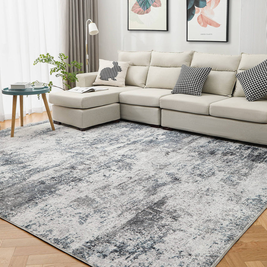 Macro Sen Area Rug Living Room Rugs: 8x10 Indoor Abstract Soft Fluffy Pile Large Carpet with Low Shaggy for Bedroom Dining Room Home Office Decor