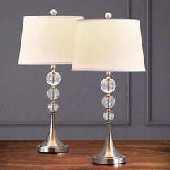 Homeglam Madison 27 - Inch Crystal Ball Metal Table Lamp (Set of 2) Brushed Nickel