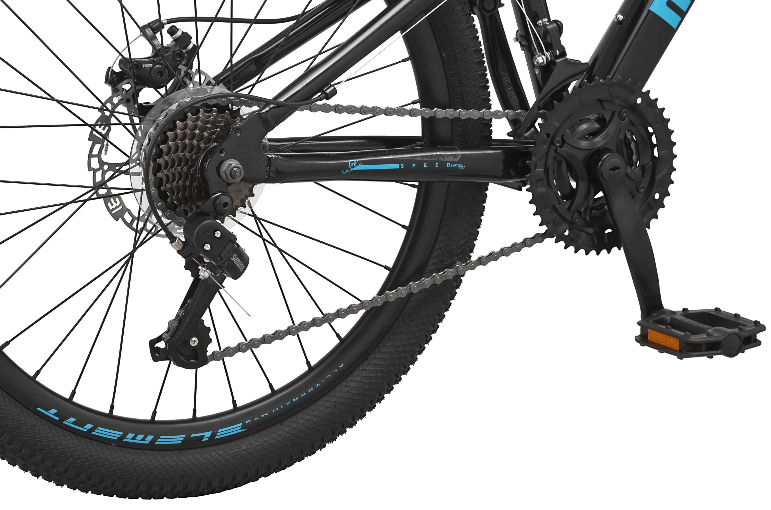 Mongoose 24" Durham Mountain Bike, 21 Speeds, Black
