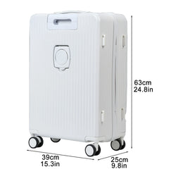 24 in Checked Luggage with Front Pocket, USB Charging Port, Built - in Lock Carry on Suitcase, Cup Holder and Phone Holder, Medium Hardside Suitcase