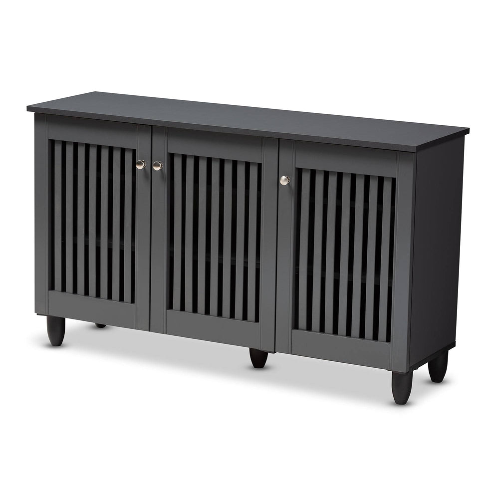 Baxton Studio Fernanda Dark Gray 3-Door Wooden Entryway Shoe Storage Wide Cabinet